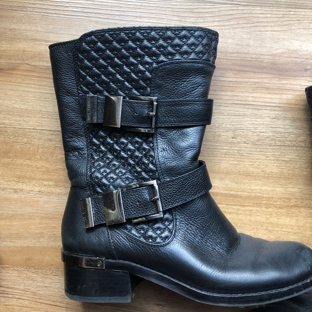 Vince Camuto Welton Buckle Quilted Moto Boots - Picture 2 of 5
